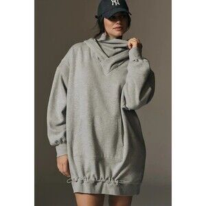 Daily Practice by Anthropologie Hooded Mini Dress Long Sleeve Gray 3X PS 284877